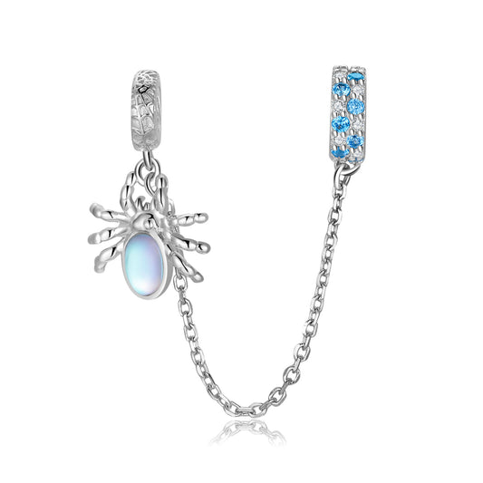 Spider Safety Chain Halloween Series S925 Sterling Silver Blue Zircon Bracelet Diy Accessories - 4 - https://x.com/titan_prim62775J