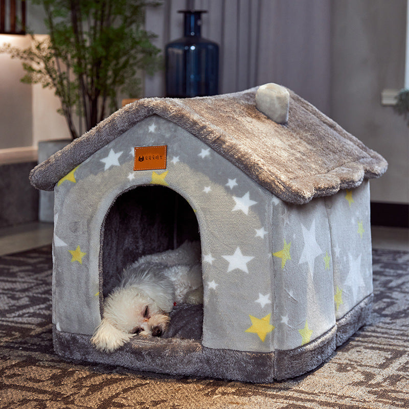 Foldable Dog House Pet Cat Bed Winter Dog Villa Sleep Kennel Removable Nest Warm Enclosed Cave Sofa Pets Supplies - 0 - CJ