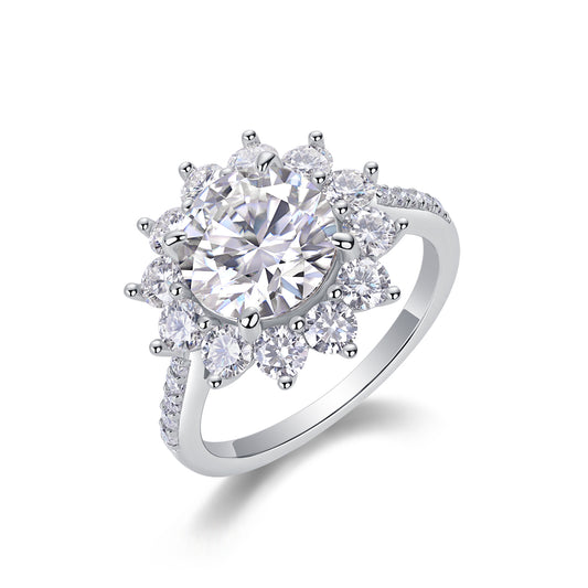 1Sunflower - A Fashionable Diamond Jewelry Piece Set With 3 - carat Moissanite S925 Sterling Silver And Platinum Diamond Ring Prohibit TikTok sales - 5 - CJ