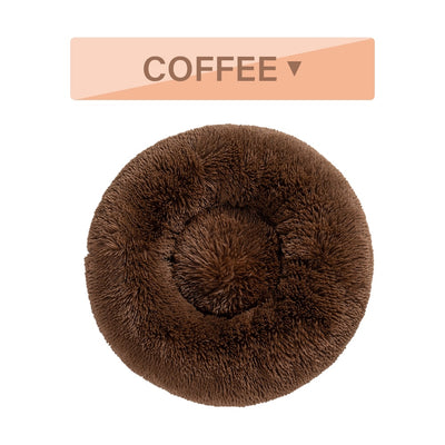 Fluffy Donut Dog Bed  Warm Soft Long Plush Pet Cushion Dog House Cat  Bed Washable Pet Sofa Mat Calming Samll Large Dog Beds - 4 - CJ