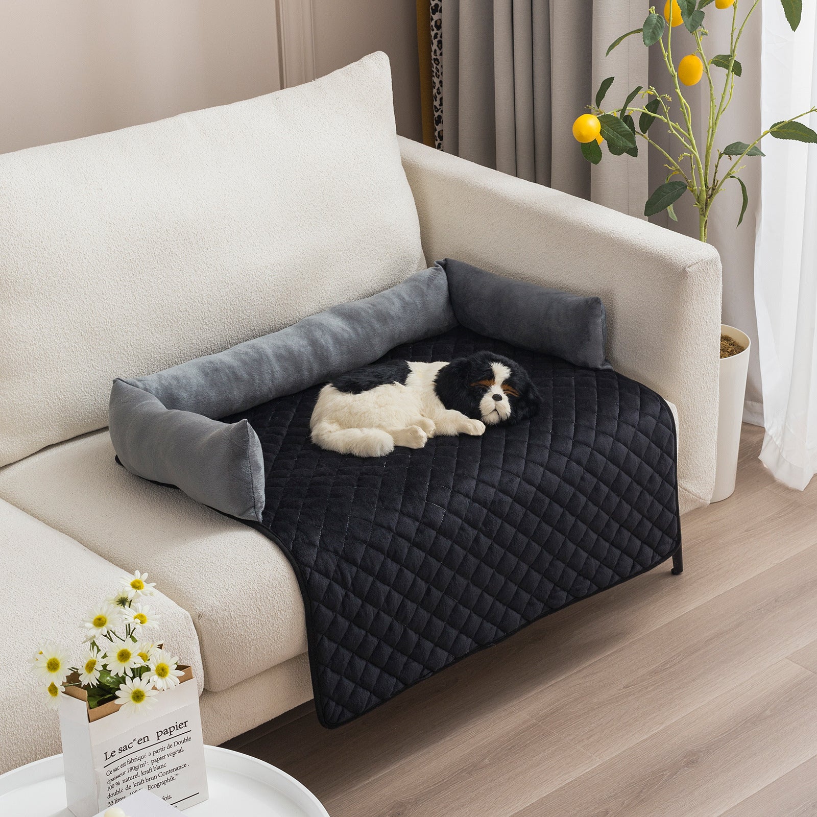 Pet Dog Sofa Bed Dog Beds For Large Dogs Cushion Warm Cat Beds Mat Furniture Protector Dog Sofa - 0 - CJ - Pet Pad Gray And Black - 75x120cm - CJGY194296721UF
