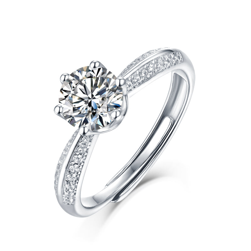 1Moissanite Diamond Wedding Ring Luxury Fashion Silver Ring Prohibit TikTok sales - 5 - CJ