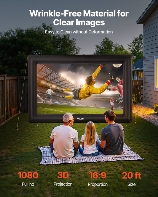 20FT Inflatable Projector Screen, Inflatable Movie Screen Outdoor With 250W Air Blower Projector Screen Oxford Fabric Material Blow Up Screen For Outdoor Backyard, Home Theater, Theme Party - 5 - CJ