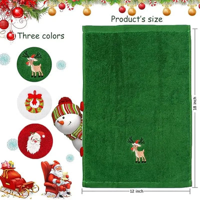 Christmas Hand Towels, Maxs Dish Towel Bathroom Kitchen,100% Cotton,Decorative Dish Face Towels Set For Drying,Cleaning,Cooking And Decorations,Embroidered Holiday Design - 5 - CJ