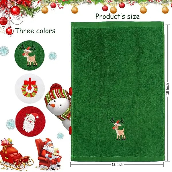 Christmas Hand Towels, Maxs Dish Towel Bathroom Kitchen,100% Cotton,Decorative Dish Face Towels Set For Drying,Cleaning,Cooking And Decorations,Embroidered Holiday Design - 5 - CJ