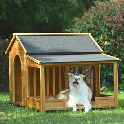 Large Wooden Dog House With Porch - 5 - CJ
