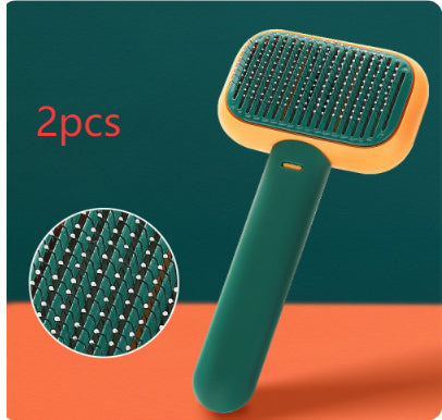 New Pet Cat Dog Hair Brush Hair Massage Comb Open - Knot Brush Grooming Cleaning Tool Stainless Steel Comb - 0 - CJ - Green - 2PCS - CJGY173967404DW