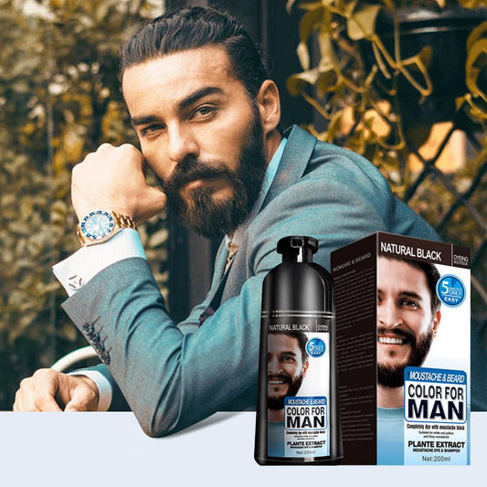 Beard Hair Color Shampoo For Men,Natural Permanent Beard DyeShampoo, Colors Hair In Minutes Long Lasting, 200ml, Black Hair DyeHaircare - 5 - CJ