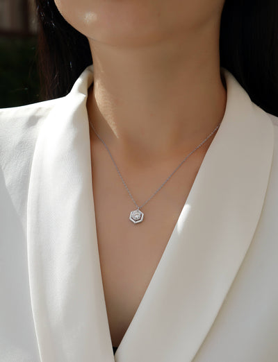 1Geometric - A Fashionable And Luxurious Diamond Jewelry Pendant Set With 1 - carat Moissanite S925 Sterling Silver Prohibit TikTok sales - 5 - cj