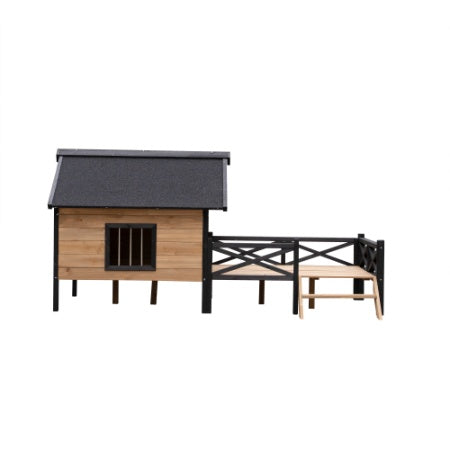 Outdoor Large Wooden Cabin House Style Wooden Dog Kennel With Porch - 5 - CJ