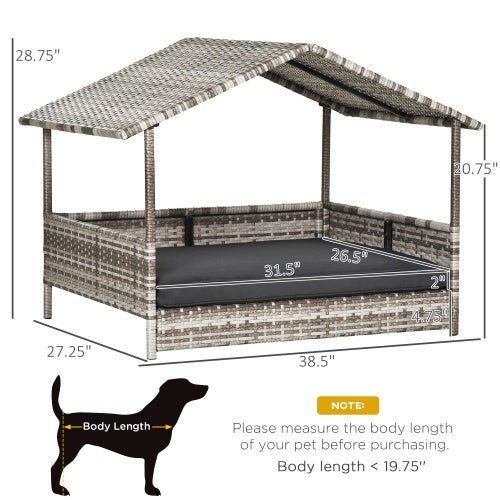 The Rattan Dog House Outdoor With Canopy Is Suitable For Small And Medium - sized Dogs - 5 - CJ