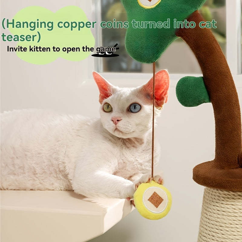 Vertical Money Tree Cat Scratching Pole, Sisal Wear - Resistant Cat Scratching Column, Interactive Ball Track Spring Ball Cat Toy, Durable And Cute Sisal Cat Scratching Pole - 5 - CJ