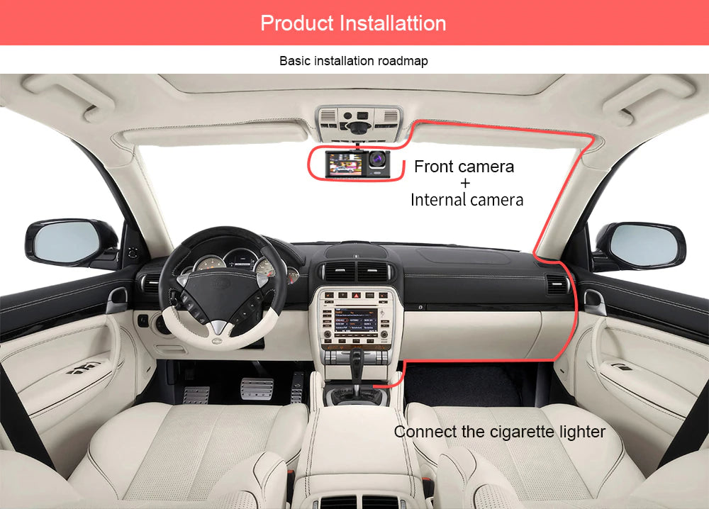 Car Dual Lens Dash Cam HD 1080P Front Rear Inside Video Recorder Camera G - Sensor - 5 - CJ