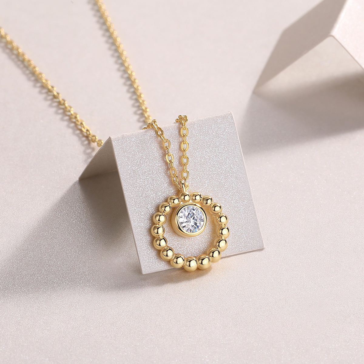 1Moon Pearl - A Fashionable And Trendy Diamond Pendant Necklace Set With 0.5 - carat Moissanite S925 Sterling Silver And Gold Plating Prohibit TikTok sales - 5 - CJ
