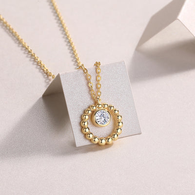 1Moon Pearl - A Fashionable And Trendy Diamond Pendant Necklace Set With 0.5 - carat Moissanite S925 Sterling Silver And Gold Plating Prohibit TikTok sales - 5 - CJ