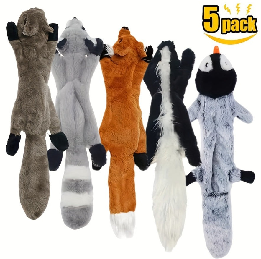 5 Pack Dog Squeaky Toys Pet Crinkle Toy No Stuffing Animals Soft Plush Dog Chew Toys For Medium And Large Dogs