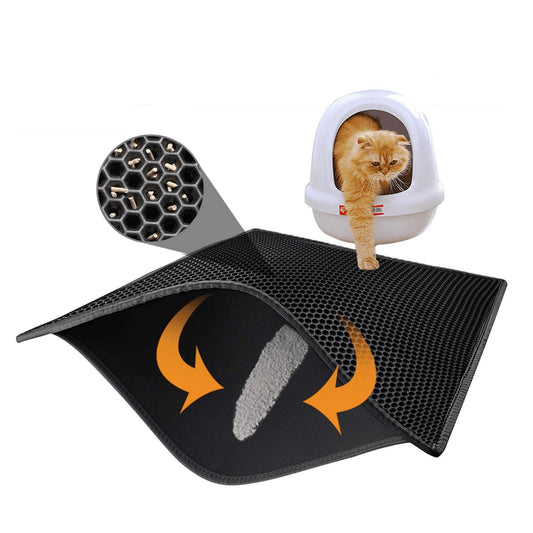Kitty Cat Litter Mat Trapping Honeycomb Double Layer Design Waterproof Double Layer EVA Cat Litter Pad Waterproof Non - slip Sand Basin Filter Kitten Dog Washable Mattress - 5 - CJ