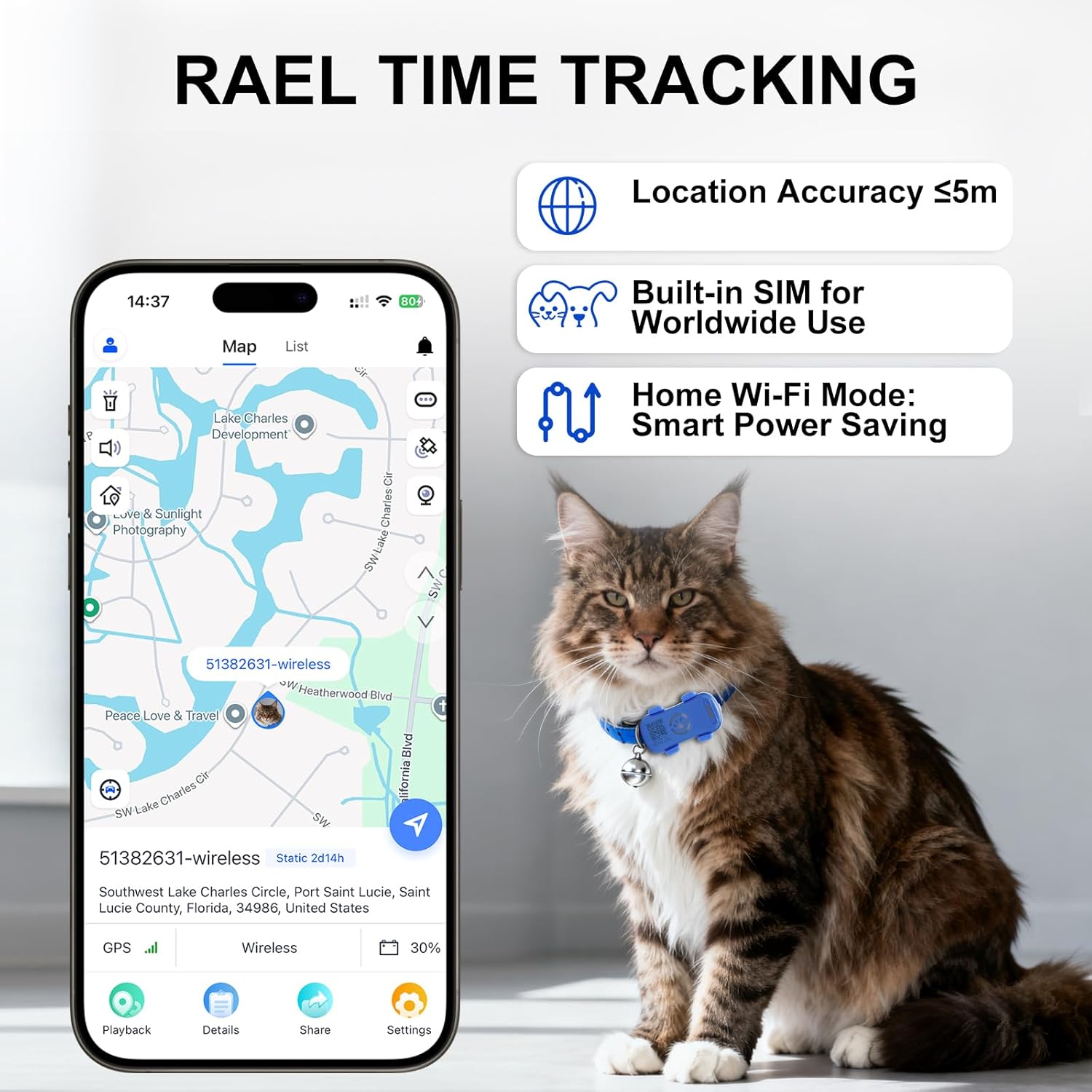Dog GPS Tracker Real Time, Anti - Lost Pet Tracker With Geofence, Flash Light And Sound Alarm, Unlimited Distance Tracking, Fits Most Pet Collars, Subscription Required - 5 - CJ