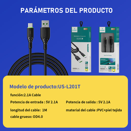 L201 USB - C Cable 2.1A 1M Black USB 3.0 UWINN - 5 - CJ