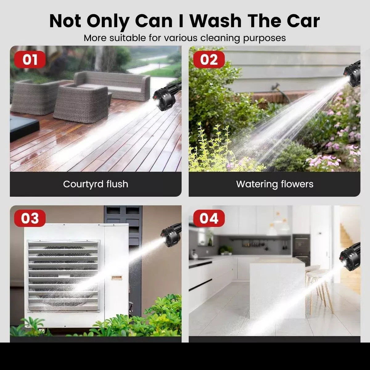 Portable Cordless Car Pressure Washer Water High Jet Wash Cleaner Gun And 2 Battery - 5 - cjdropshipping