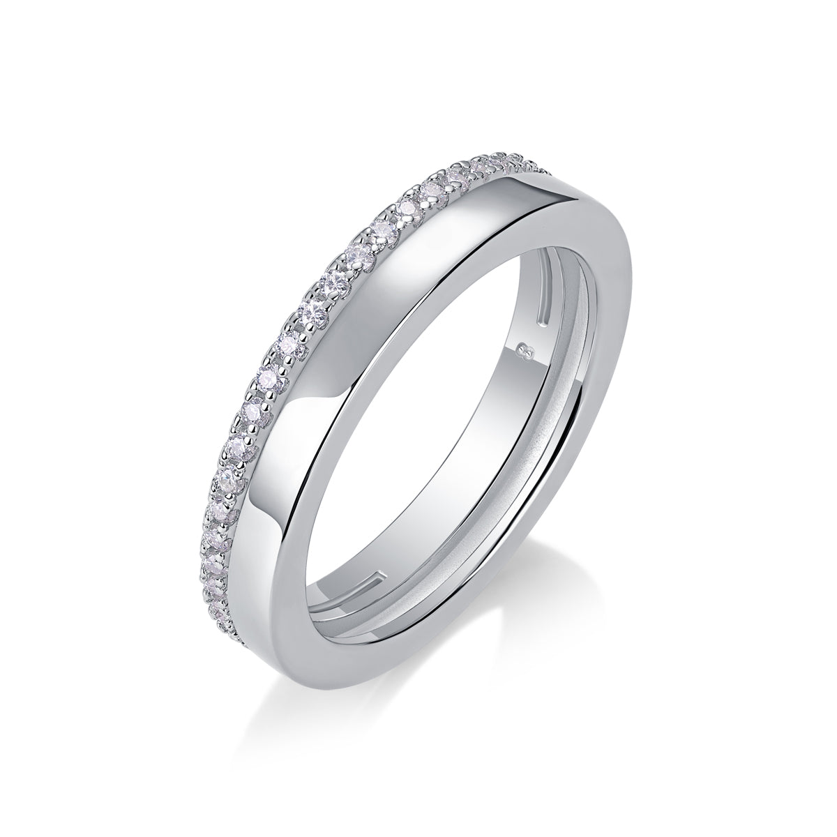 1Double Ring Shadow - A Fashionable And Luxurious Jewelry Piece Set With Moissanite S925 Sterling Silver And Platinum - plated Diamond Prohibit TikTok sales - 5 - CJ