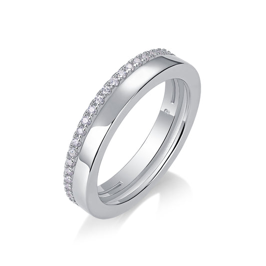 1Double Ring Shadow - A Fashionable And Luxurious Jewelry Piece Set With Moissanite S925 Sterling Silver And Platinum - plated Diamond Prohibit TikTok sales - 5 - CJ