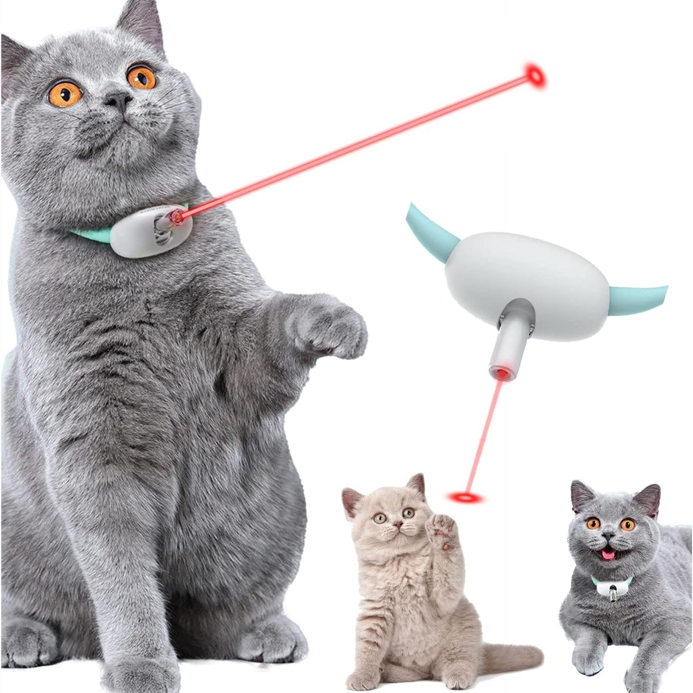 Automatic Cat Toy Smart Laser Teasing Cat Collar Electric USB Charging Kitten Amusing Toys Interactive Training Pet Items - 0 - CJ