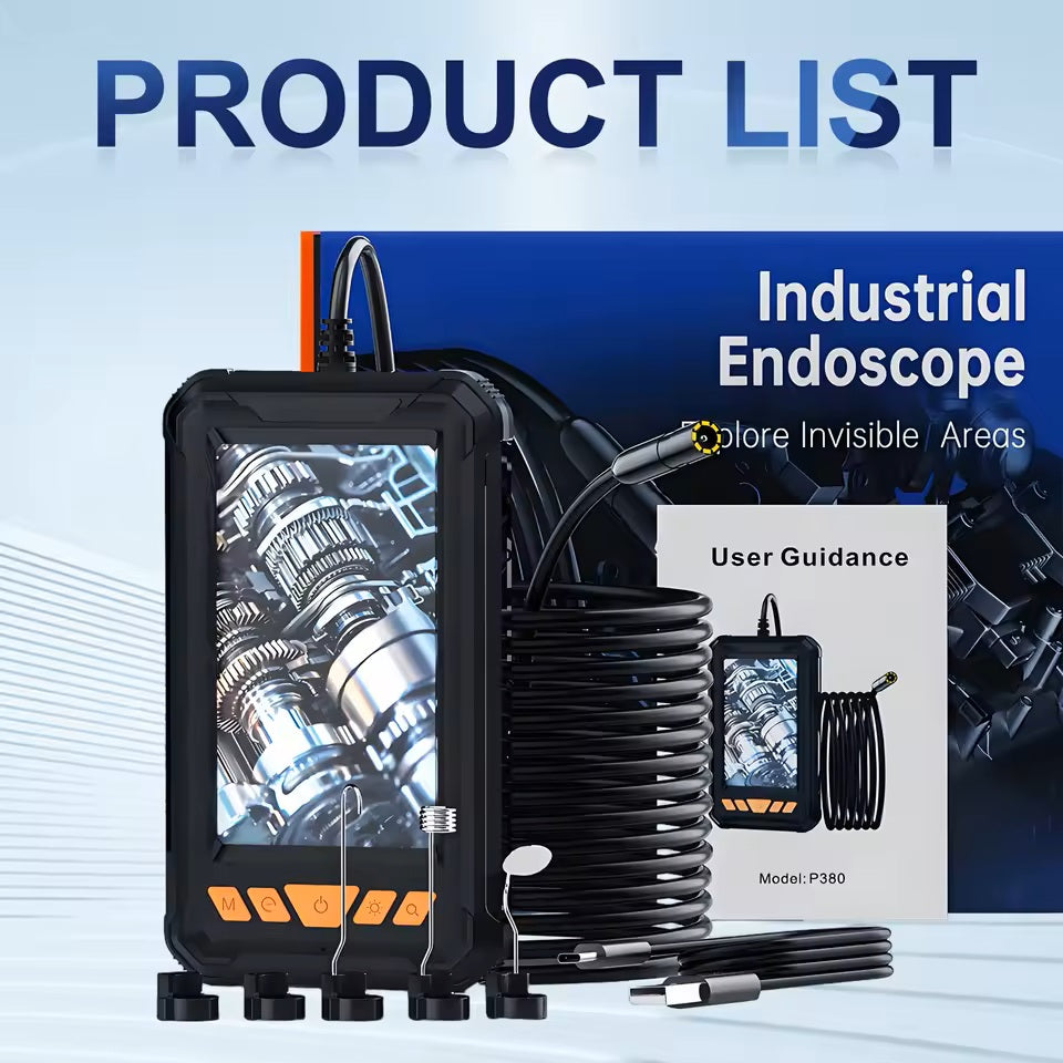 Handheld Industrial Endoscope Camera With 4.3 Inch IPS Screen IP67 HD Inspection Borescope 8 Adjustble LED - 1080P HD Borescope, - Portable Inspection Camera With Semi-Rigid Cord & Probe For, Plumbin
