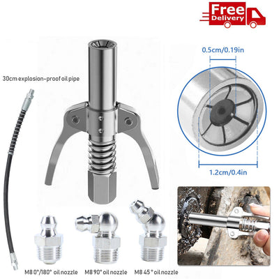 Grease Gun Coupler Double Handle High Pressure Quick Release Lock Nozzles With Hose - 5 - cjdropshipping