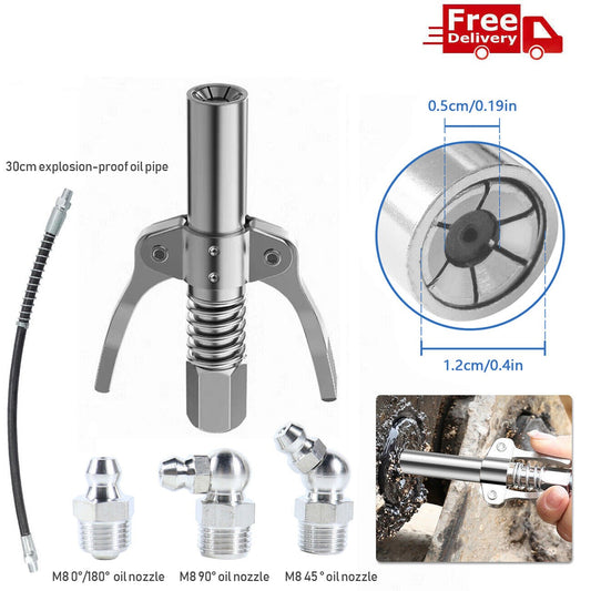 Grease Gun Coupler Double Handle High Pressure Quick Release Lock Nozzles With Hose - 5 - cjdropshipping