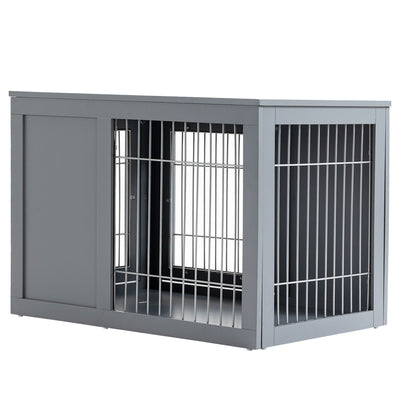 Dog Cage Furniture Metal Indoor Pet Cage Cage, Double Door End Table, Small & Medium Dog House Locks, Grey - 5 - CJ