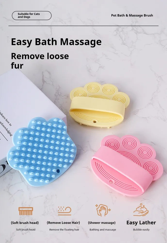 Dog Bath Brush,Pet Bath Comb Brush Soothing Massage Rubber Comb,Pet Bathing Brush - 5 - CJ