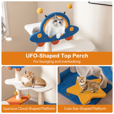 49 Inches Tall Cat Tree With UFO Top Perch Space Capsule And Sisal Scratching Posts - 5 - CJ