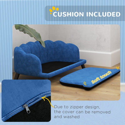 Pearl Design Pet Sofa for Medium and Large Sized Dogs, Pet Bed with Cushion and Solid Wood Legs, Dark Blue - 5 - CJ