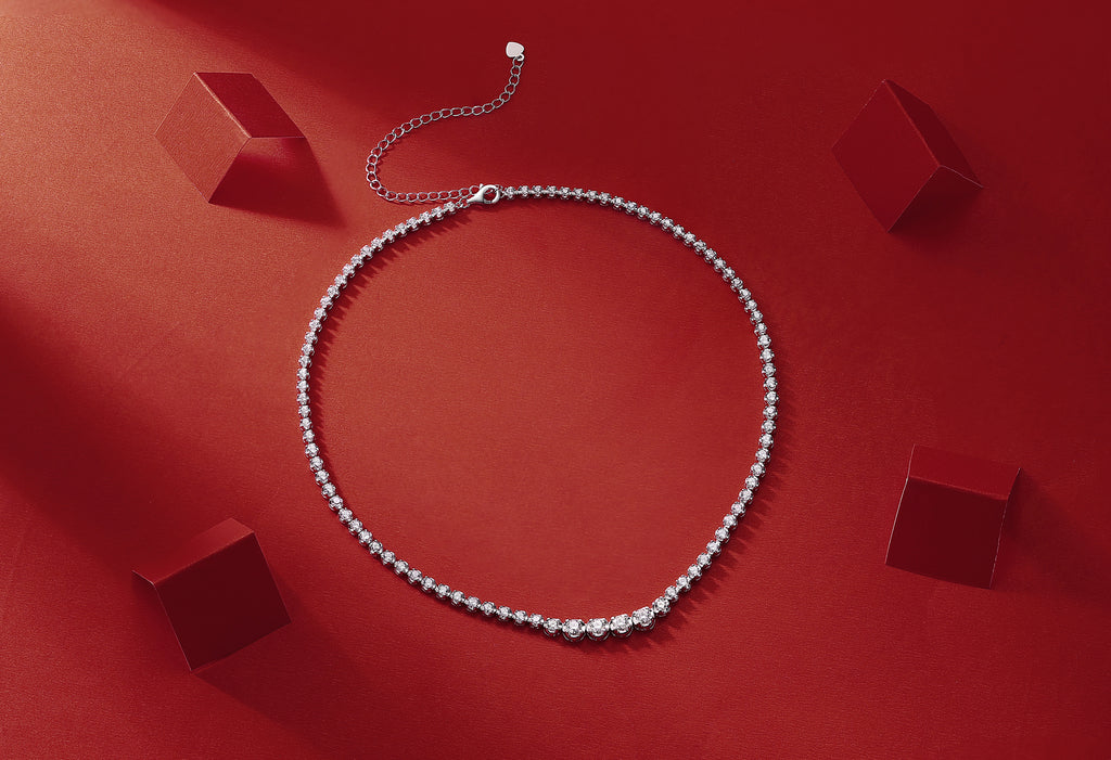 In The Name Of Light Luxurious Fashion Diamond Pendant Necklace Set With Mosan Diamond Silver Ornaments