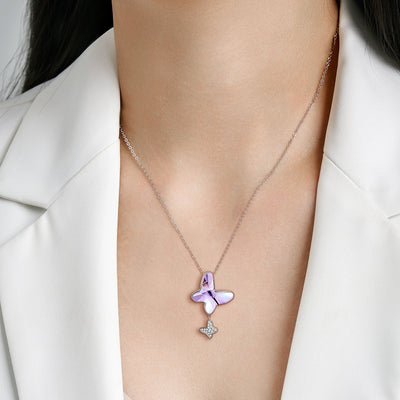 Shining Purple Butterfly Necklace 925 Sterling Silver Personalized Ins Sweater Chain - 4 - https://x.com/titan_prim62775J