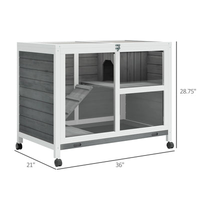 Outdoor Rabbit Enclosure Solid Wood Pet House with a Main Room for Sleeping and a Cage Area for Playing - Indoor/Outdoor - 5 - CJ