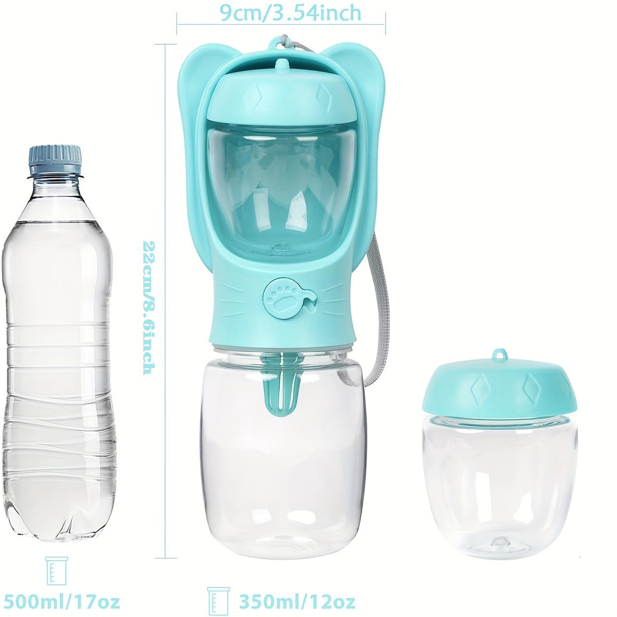 2 In 1 Dog Water Bottle, Leak Proof Portable Pet Water Bottle With Food Container, Outdoor Portable Water Dispenser For Dog, Puppy Supply For Walking, Hiking, Camping, Travel - 5 - CJ