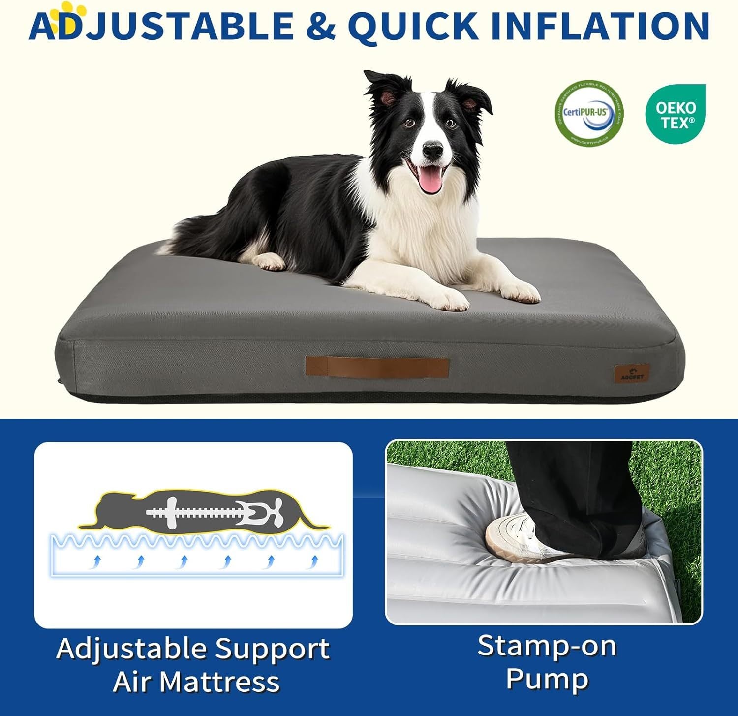 Medium Dog Outdoor Removable And Washable Inflatable Waterproof And Non-slip Dog Bed Summer Pet Travel Mat