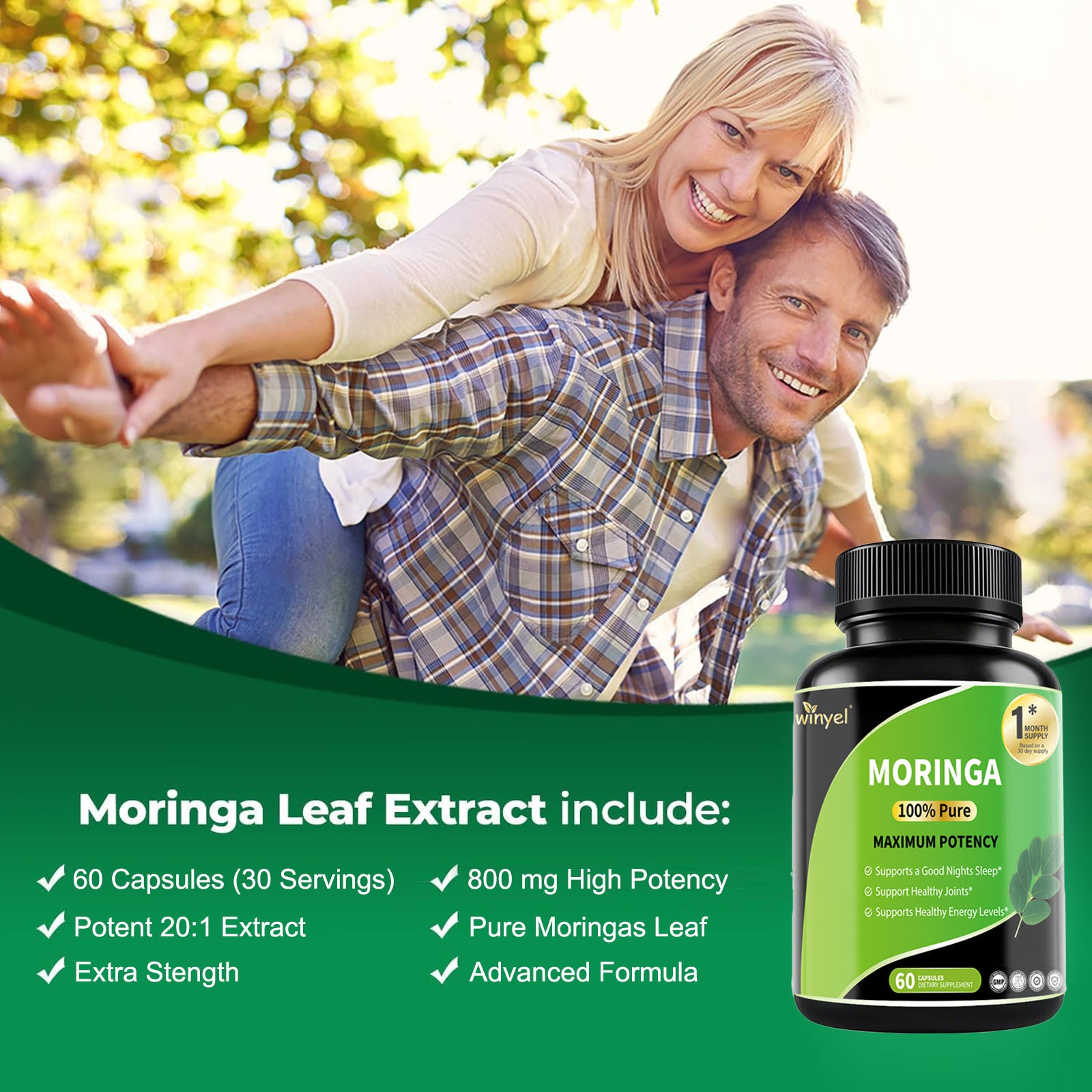 Pure Moringa Capsules - High Potency, Health & Fitness With Essential Vitamins & Amino Acids - 60 Capsules - 5 - CJ