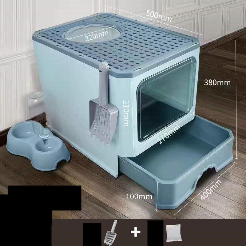 Large Double Door Drawer Foldable Cat Litter Basin - 0 - CJ