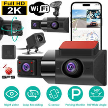 2K Car DVR 3 Channel Dash Cam Camcorder Camera Recorder With 140 Angle GPS WiFi Night Vision G - sensor Loop Recording Parking Monitor - 5 - cjdropshipping