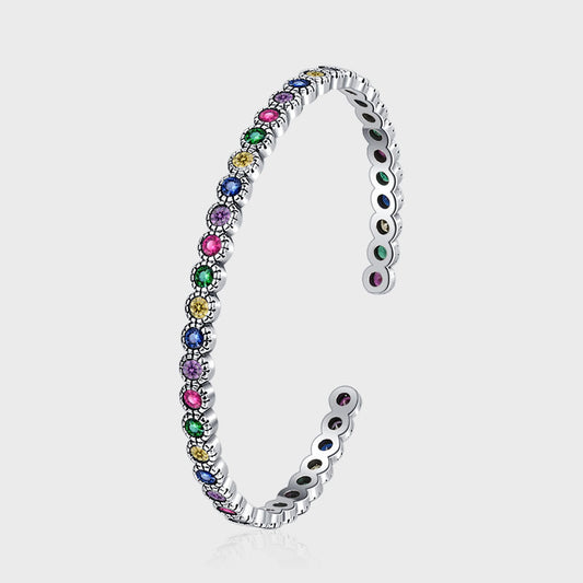 S925 Silver Heavy Industry Vintage Colorful Zircon Bracelet Contrast Graffiti Bracelet - 4 - https://x.com/titan_prim62775J