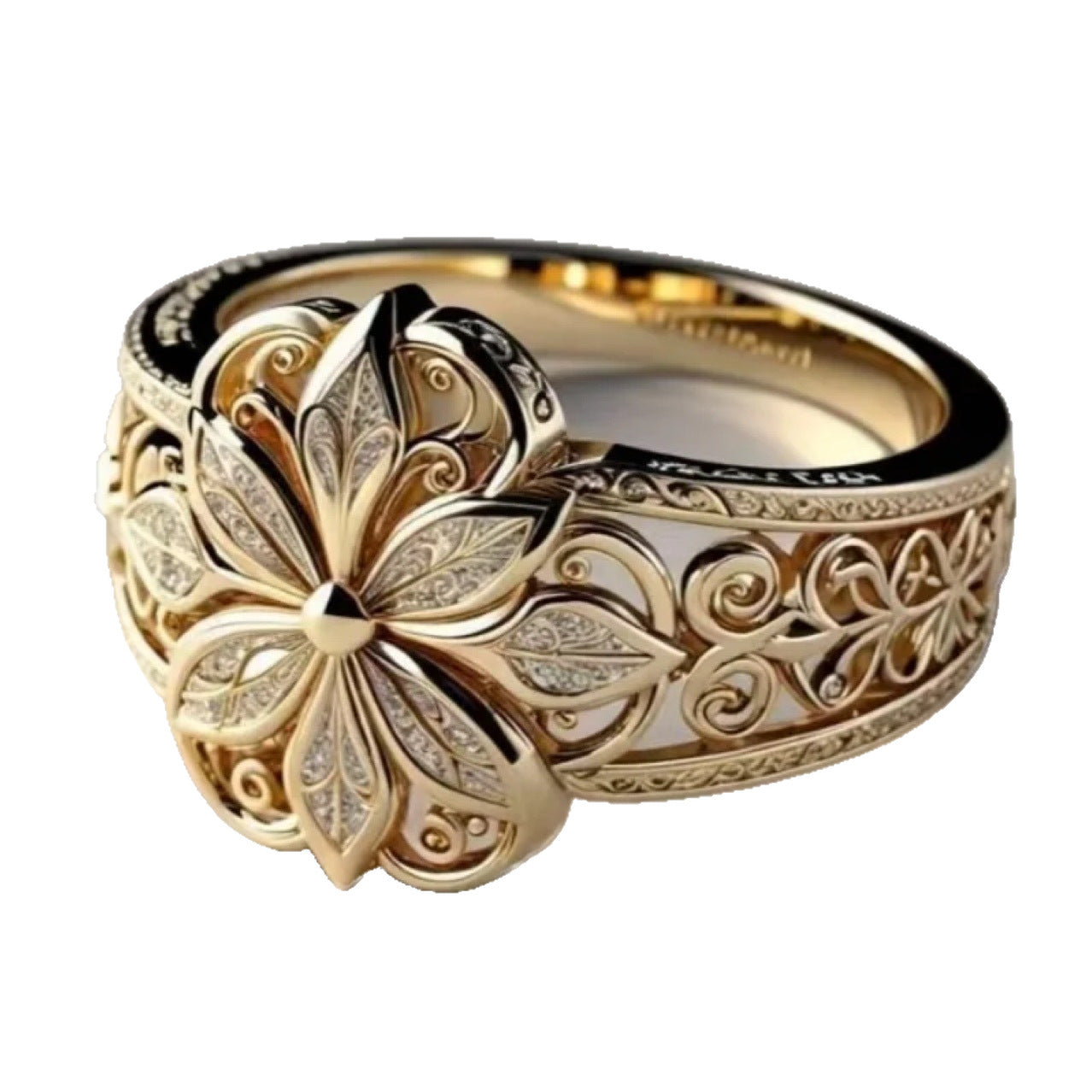 French Hollow Court Ring Small Flower Index Finger Ring Fashion Lady - 0 - CJ