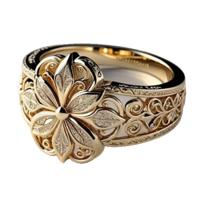 French Hollow Court Ring Small Flower Index Finger Ring Fashion Lady - 0 - CJ