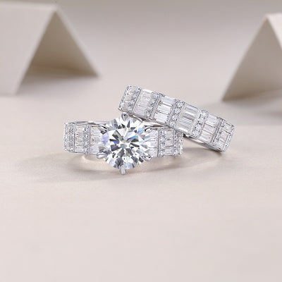 1Vanilla - A Fashionable And Luxurious Jewelry Piece Set With 3 - carat Moissanite S925 Sterling Silver And Platinum - plated Diamond Prohibit TikTok sales - 5 - CJ