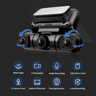 Hainatech 360 Degree View 4 Channel Dash Cam Front And Rear Inside Left Right, Dash Camera For Cars, Built - in GPS WiFi Night Vision, 24  7 Recording Parking Mode Monitor, Free 128G Card - 4 - CJ