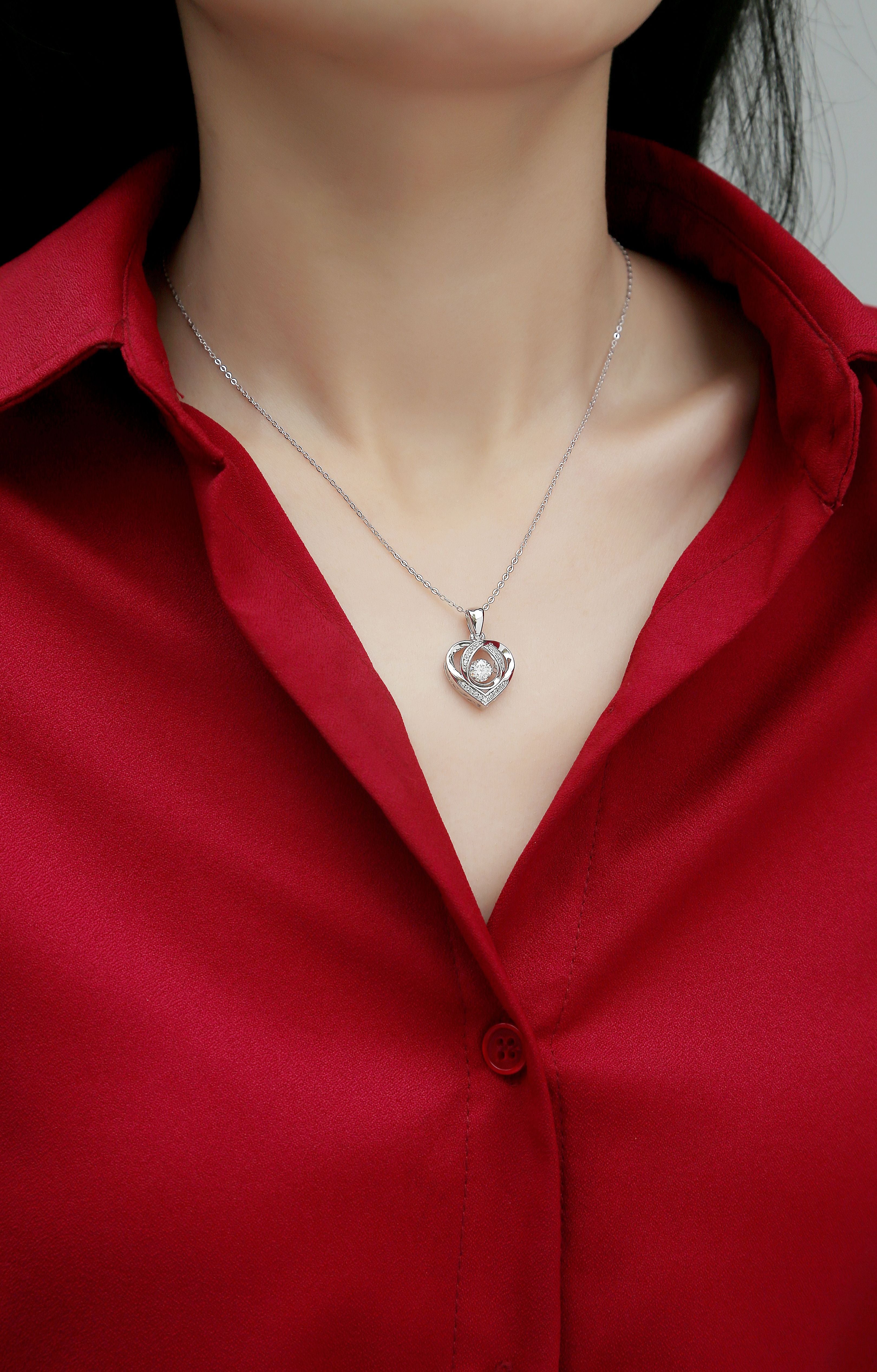 1With You In My Heart - A Fashionable And Trendy Jewelry Necklace Pendant Set With 0.5 - carat Moissanite S925 Sterling Silver And Platinum Plating Prohibit Tk Sales - 5 - CJ