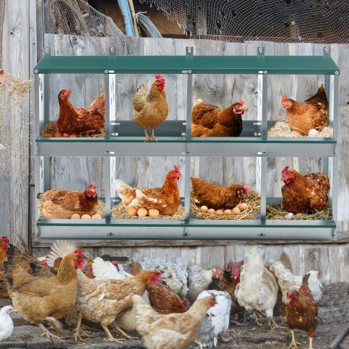 8 Compartment Chicken Nesting Boxes,For Laying Eggs, Metal Poultry Nest Box Wall Mount For Chickens, Hens, Large Vented Holes Chicken Coop Box - 5 - CJ
