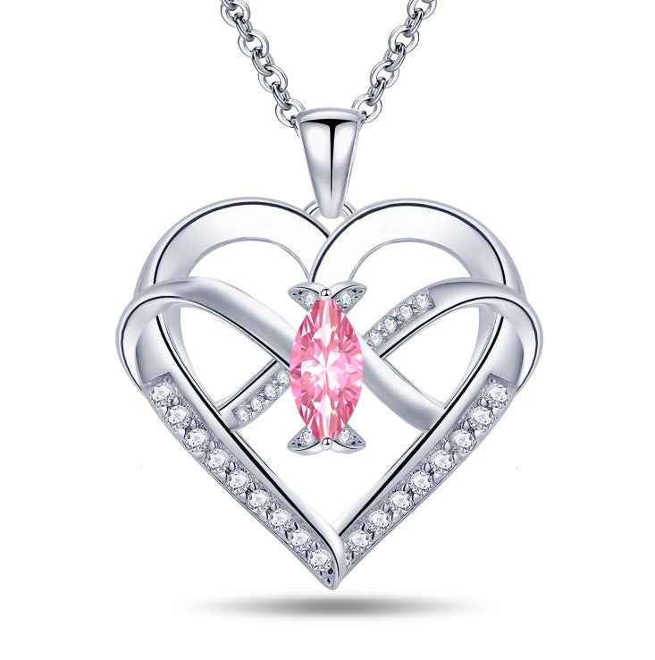 Emma Manor Heart Pendant Necklace 14k White Gold Plated 5A Cubic Zirconia Infinity Butterfly Jewelry For Women - 5 - CJ